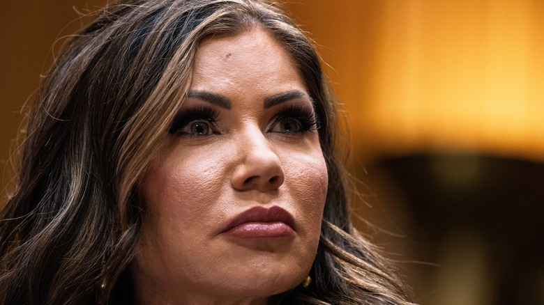 Kristi Noem frowning in January 2025