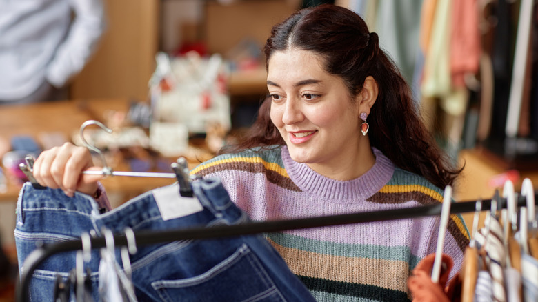 Woman shopping in a secondhand store