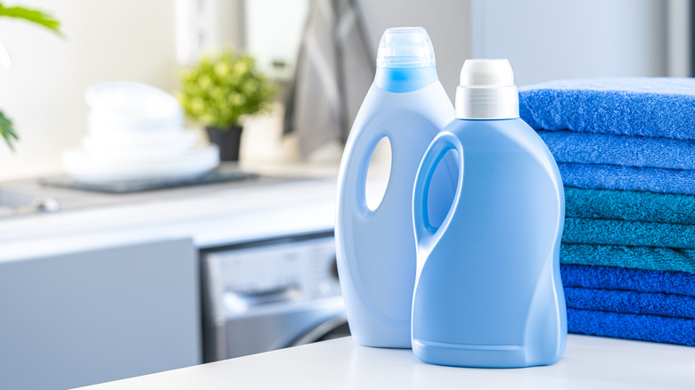 laundry detergent and towels