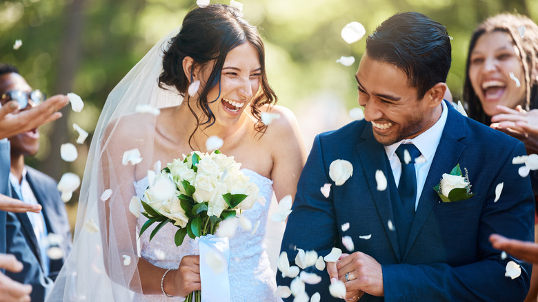 Happy bride and groom