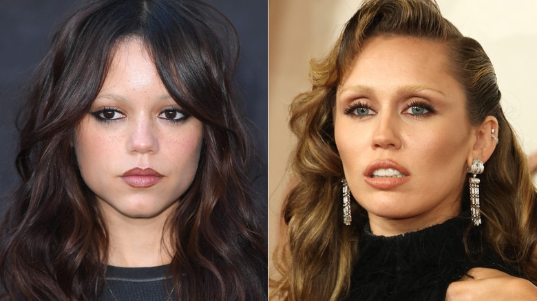 Jenna Ortega and Miley Cyrus with bleached eyebrows