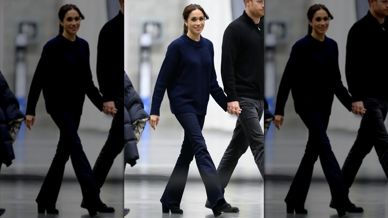 Megan Markle wearing flared jeans