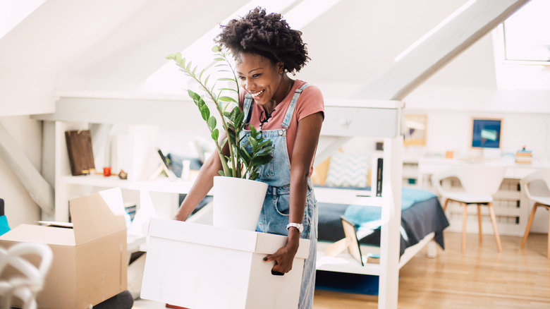 woman moving into a new house