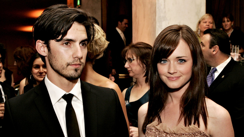 Alexis Bledel and Milo Ventimiligia together on the red carpet