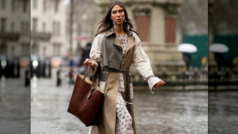 Brown leather tote