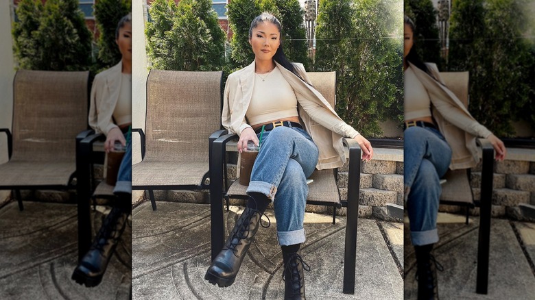 Combat boots and jeans
