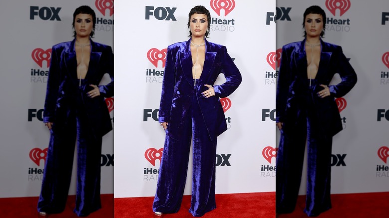 Demi Lovato on the 2021 iHeartRadio Music Awards red carpet