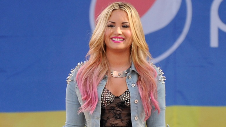 Demi Lovato with blond and pink hair