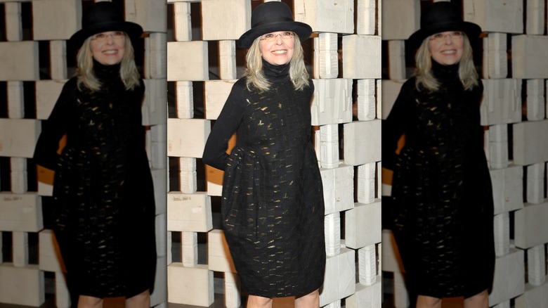 Diane Keaton wearing a black dress