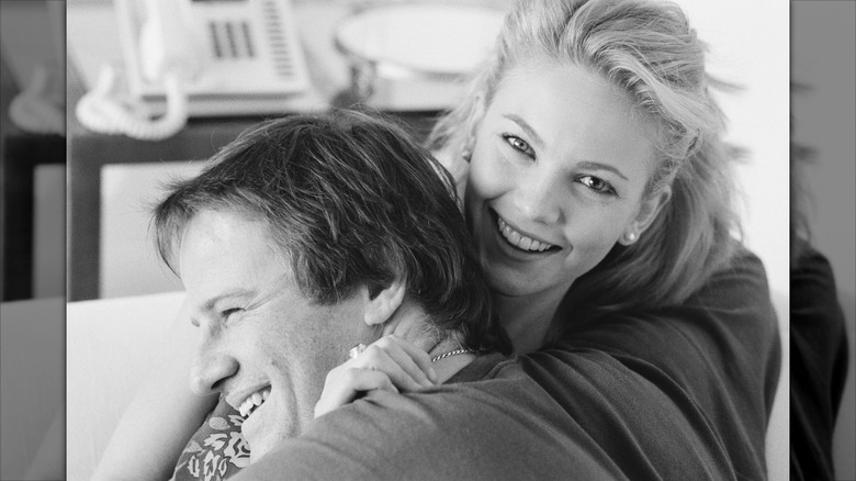 Diane Lane posing with Christopher Lambert