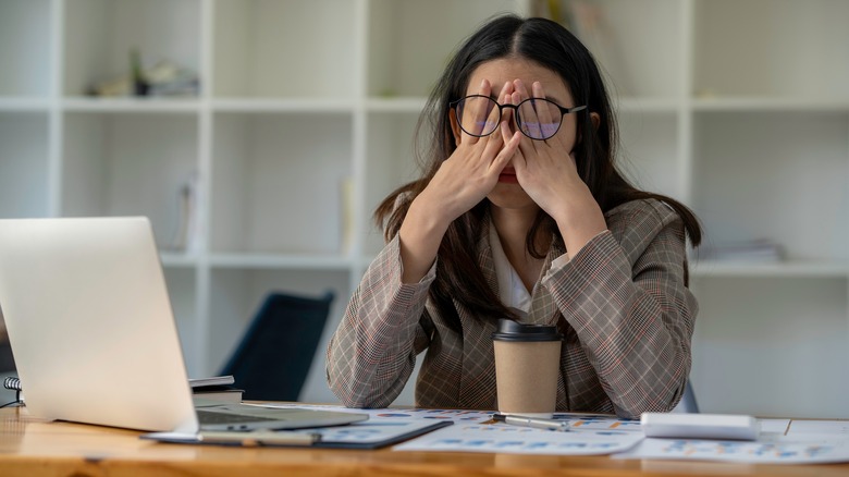 Woman stressed at work