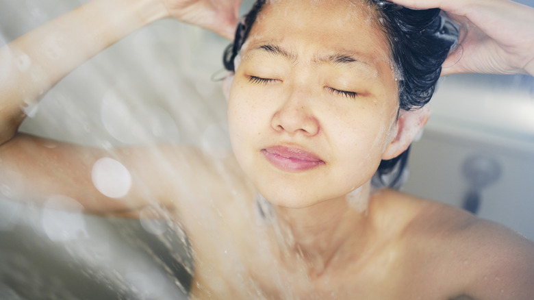 Person showering
