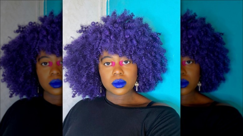 Blue lipstick, pink eyeliner 