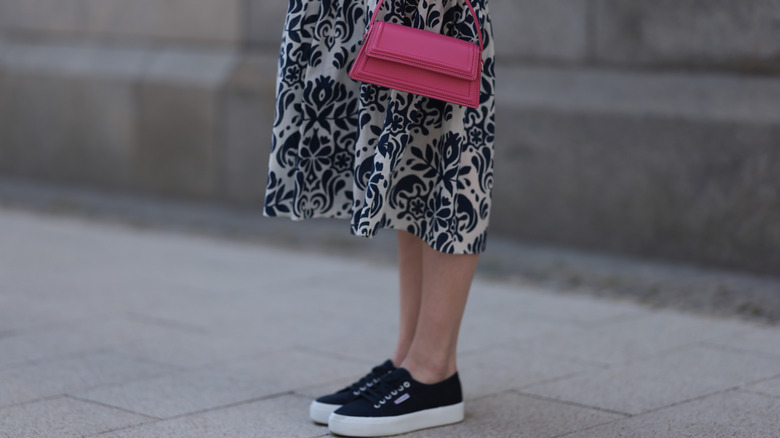 Dress with black sneakers