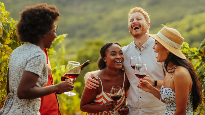 Friends drinking wine