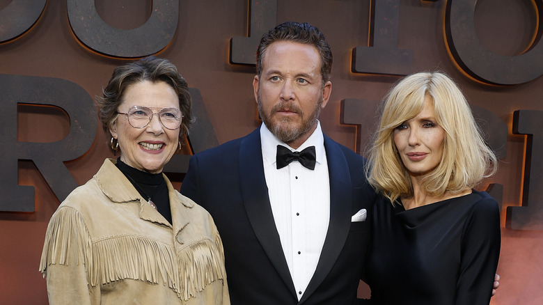 Annette Bening wearing suede fringe jacket