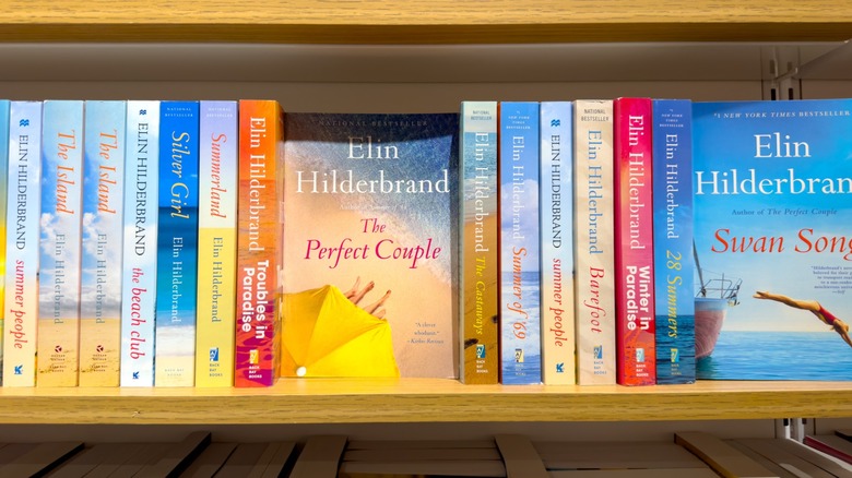 A selection of Elin Hilderbrand books on a shelf