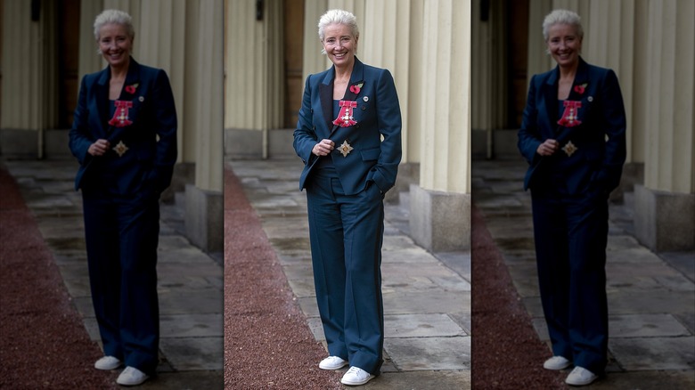 Emma Thompson at Buckingham Palace after receiving her damehood, 2018