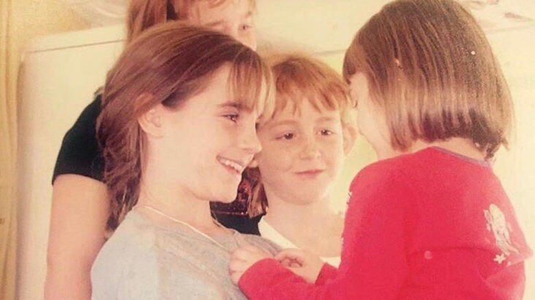 Emma Watson as a child with other children