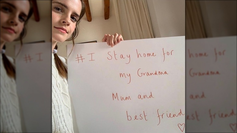 Emma Watson at home in 2020