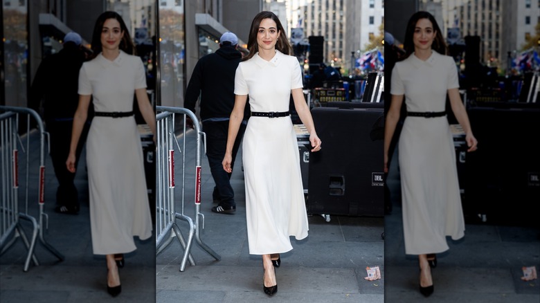 Emmy Rossum is seen in Midtown on October 30, 2024 in New York City.