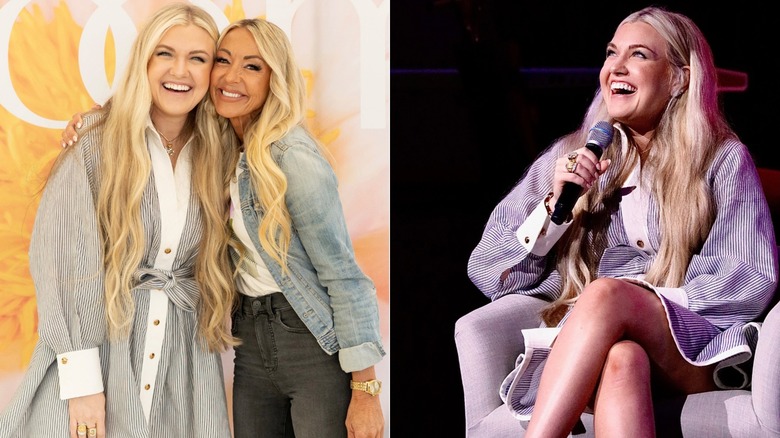 Erika Kirk on stage and hugging another woman