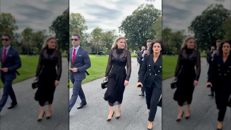 Erika Kirk in a high-neck black dress