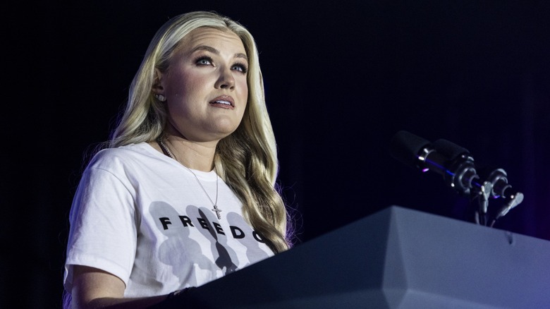 Erika Kirk speaking on stage