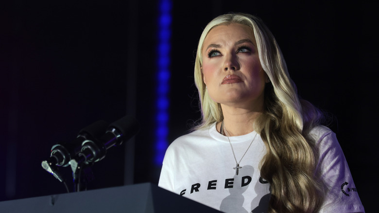 Erika Kirk standing at a podium