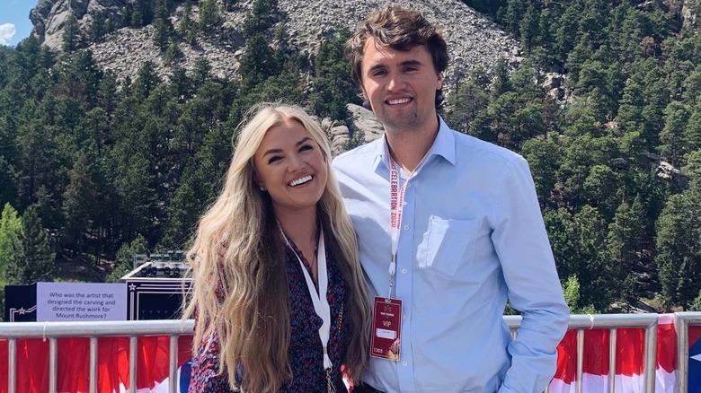 Erika Kirk and Charlie Kirk posing in 2020