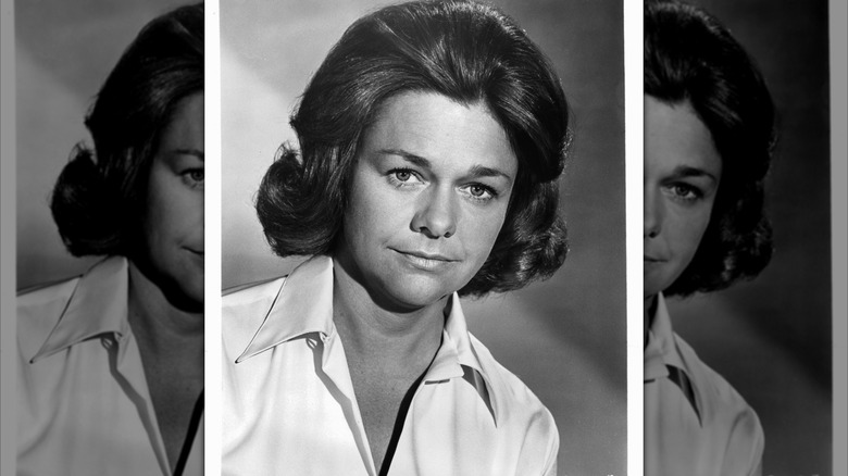 Black-and-white headshot of Estelle Parsons in a white shirt taken around 1970
