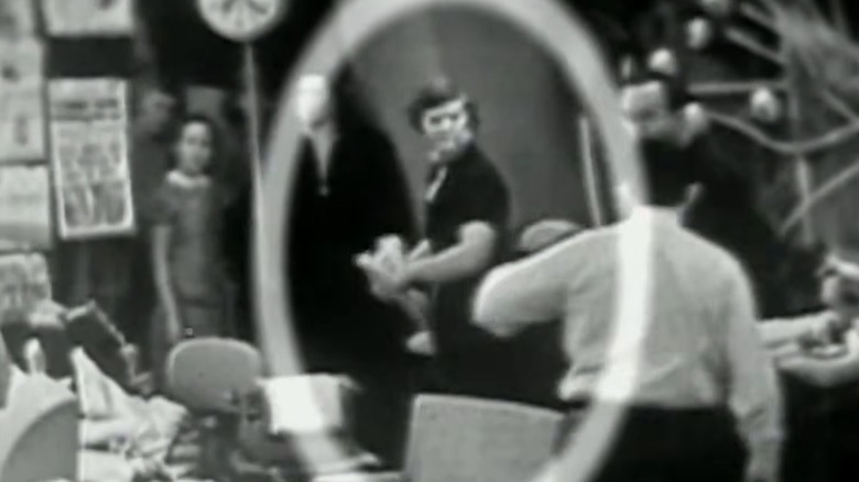 Black-and-white screenshot showing Estelle Parsons on Today int he 1950s