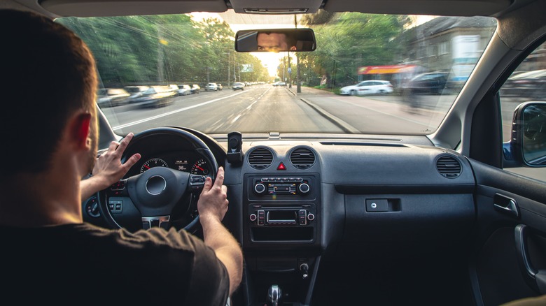 Man driving car