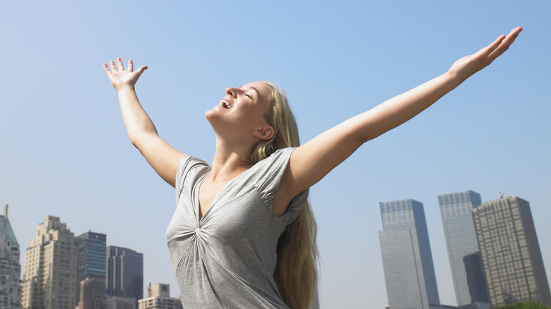 Woman looking happy