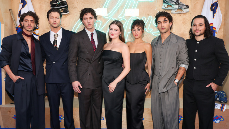 Antonio Cipriano, Stephen Kalyn, Belmont Cameli, Ella Bright, Mika Abdalla, Josh Heuston and Jalen Thomas Brooks attend the premiere of "Off Campus" at Linwood Dunn Theater on April 29, 2026