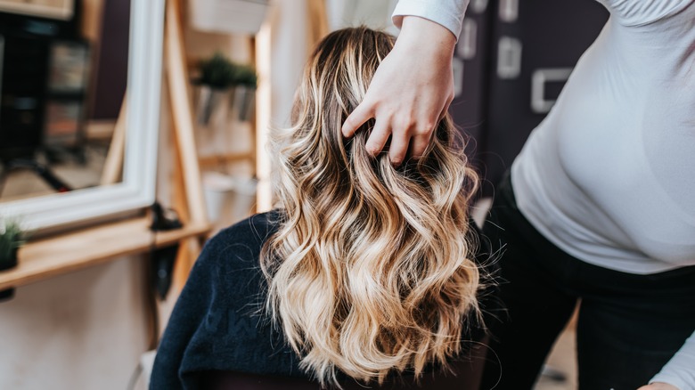 Woman with freshly dyed hair