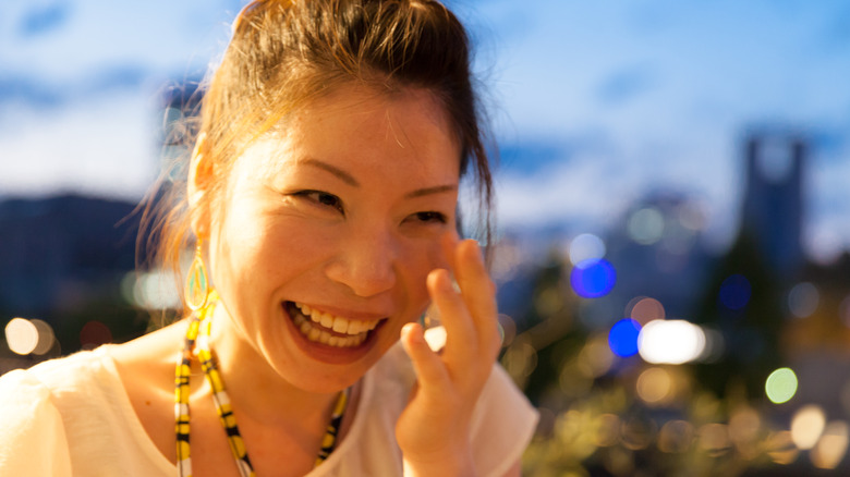 Woman happy crying