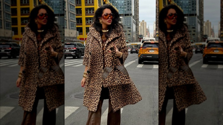 A woman on Instagram wearing lots of leopard print