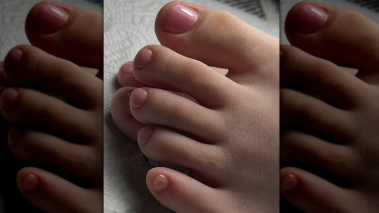 clean pale pink pedicure