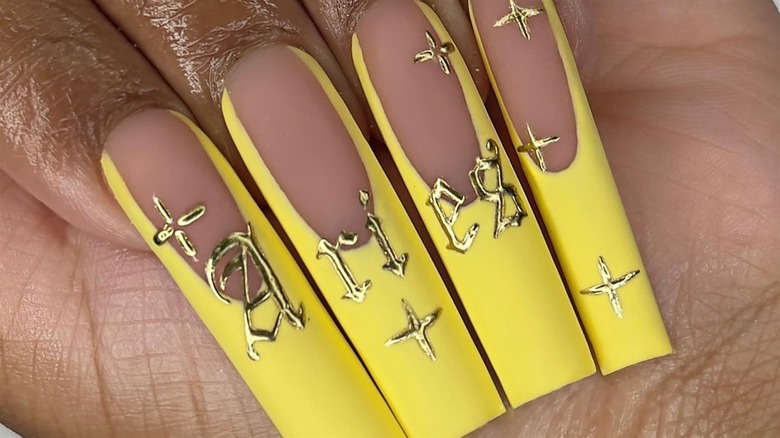 Yellow Aries nails