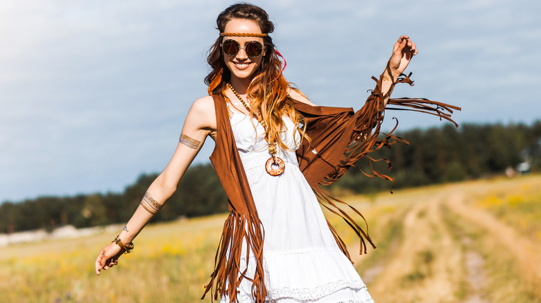 Girl in fringed vest