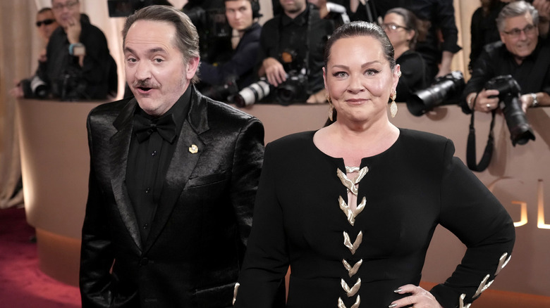 Melissa McCarthy and Ben Falcone at the 2026 Golden Globe Awards