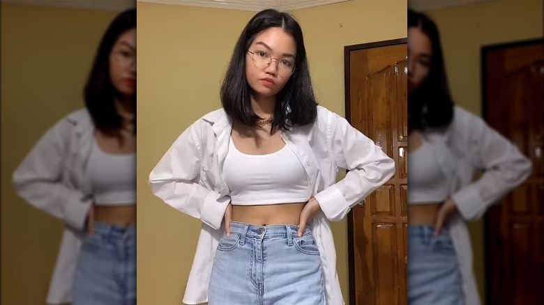 Crop top and open shirt
