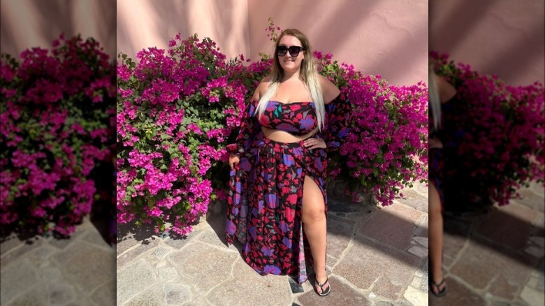 Matching crop top and skirt