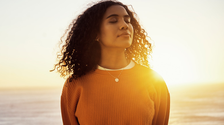 woman with golden glow