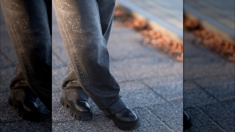 Black, glittery jeans 