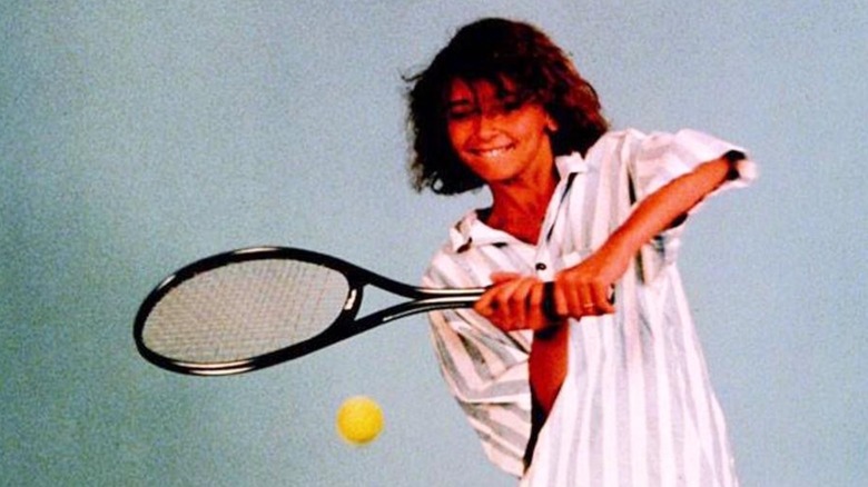 Giuliana Rancic playing tennis as a youngster