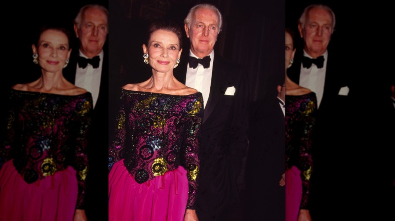 Audrey Hepburn and Hubert de Givenchy on the red carpet in 1991