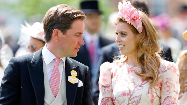 Princess Beatrice and Edoardo Mapelli Mozzi looking at each other