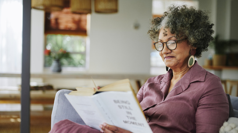 Woman wearing reading glasses